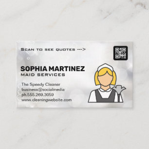 Klassisk Maid-Logotyp QR-kod Rensare Visitkort