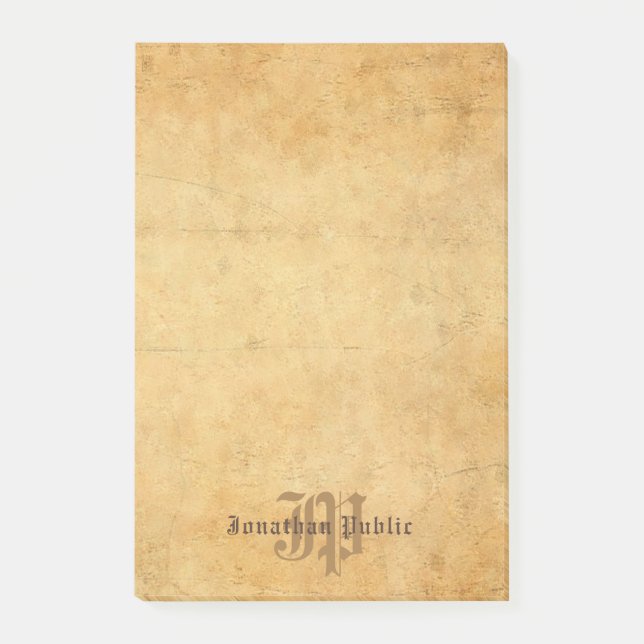 Klassisk mall för handskriven monogram-Elegant Post-it Block (Framsida)