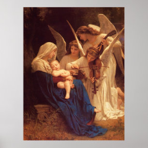 Klassisk målning i Bouguereau: Sång i Änglar Poster