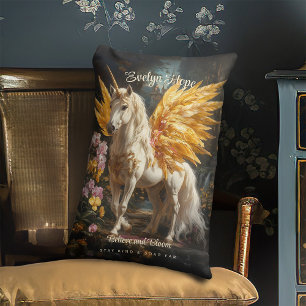 Klassisk målning Vit Pegasus med gyllene vingar Lumbarkudde
