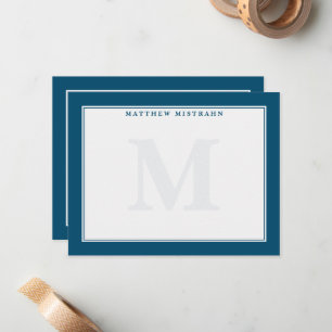 Klassisk Manar Monogram Mörk blått Stationery Anteckningskort