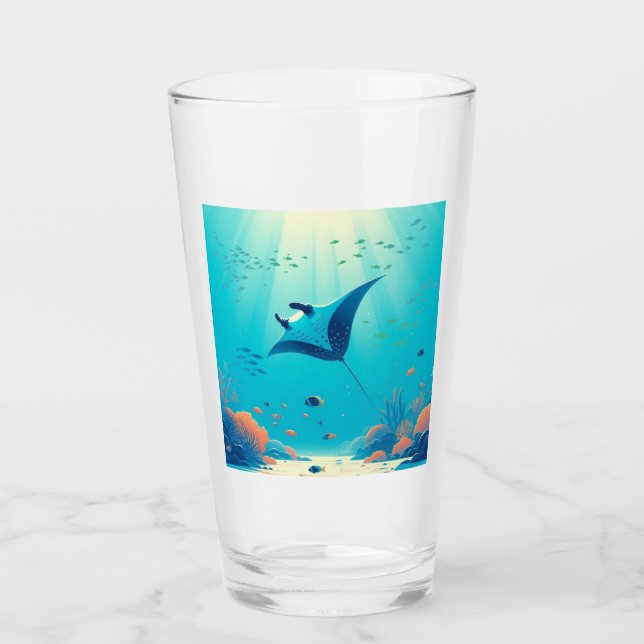 Klassisk, manta-ray-kustkonst glaskopp (Framsida)