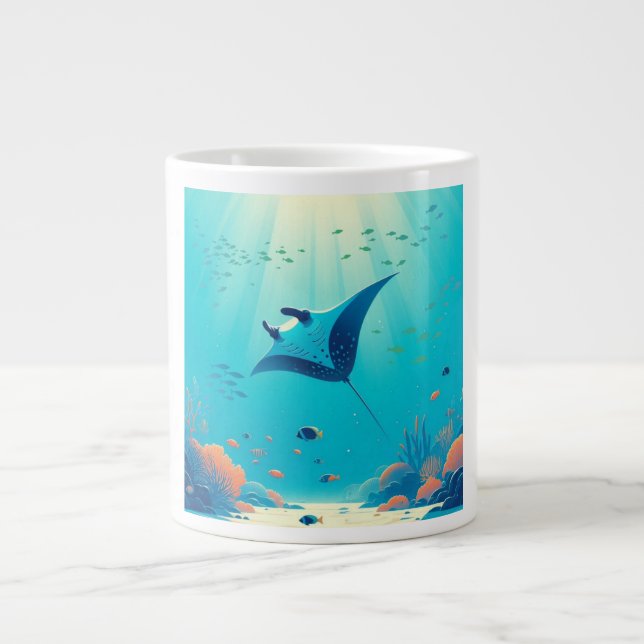 Klassisk, manta-ray-kustkonst jumbo mugg (Framsidan)