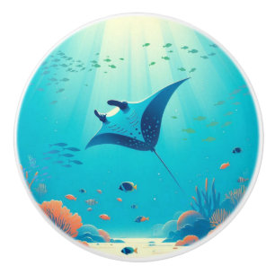 Klassisk, manta-ray-kustkonst knopp
