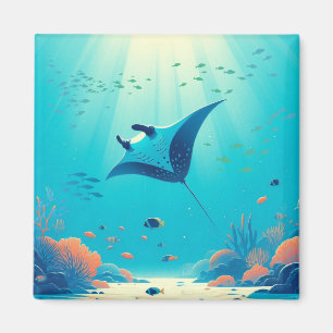 Klassisk, manta-ray-kustkonst magnet