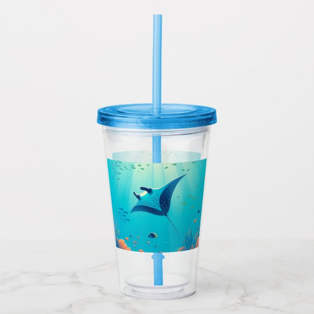 Klassisk, manta-ray-kustkonst take away mugg (Framsida)