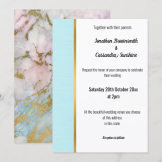 KLASSISK MARBLE PASTEL BLUE GULD TRIM-INBJUDAN INBJUDNINGAR