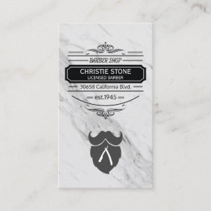 Klassisk Marble Retro-etikett Barber Blade och Bea Visitkort