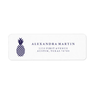 Klassisk marin ananas returadress etikett