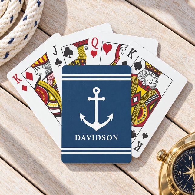 Klassisk marin ankare efternamnmonogram casinokort (Skapare uppladdad)