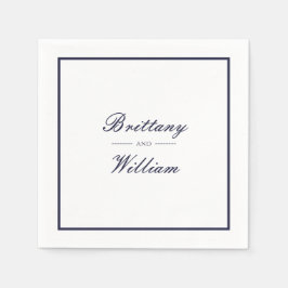 Klassisk marin blå brid och groomskript pappersservett