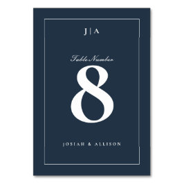 Klassisk marin blå Bröllop Bordsnummer