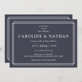 Klassisk marin blå enkel Elegant Ram Bröllop Inbjudningar