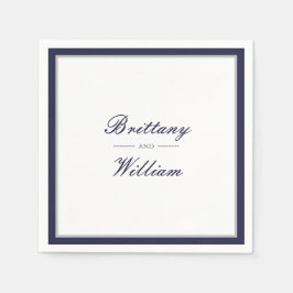 Klassisk marin blå Grått Bride och Groom Napkins Pappersservett