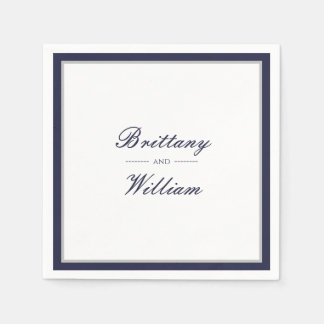 Klassisk marin blå Grått Bride och Groom Napkins Pappersservett