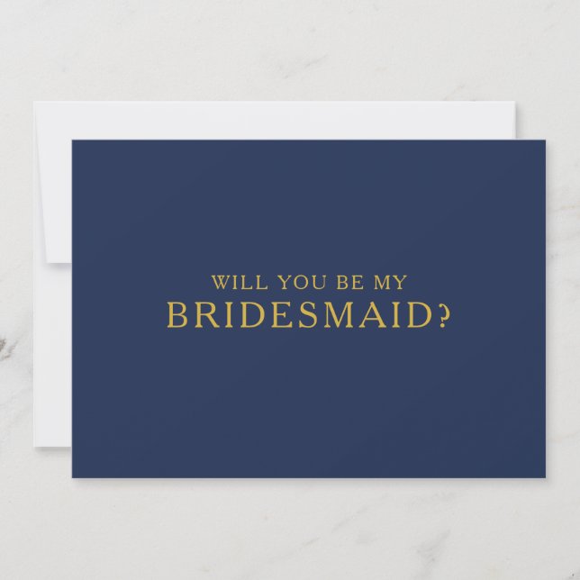 Klassisk marin blå | Guld Bridesmaid Frieri kort (Framsida)