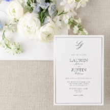 Klassisk marin blå kalligrafi, Monogram Bröllop