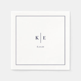Klassisk marin blå monogram Bröllop Napkins Pappersservett