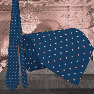 Klassisk marin blå och  Rosa Pin Dot Bröllop Slips