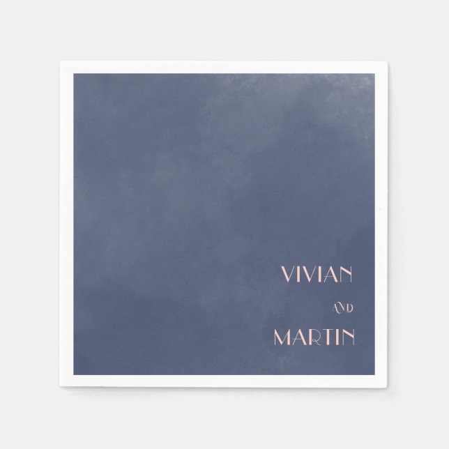 Klassisk marin blå rök Bröllop Pappersservett (Framsidan)
