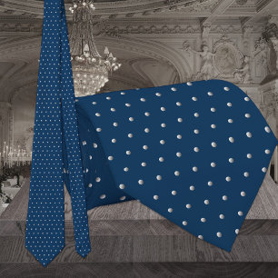 Klassisk marin Blue och Silver Pin Dot Bröllop Slips