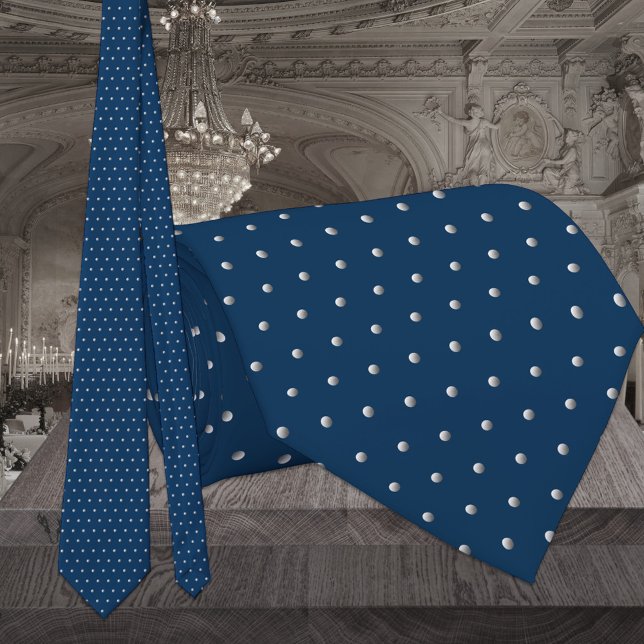 Klassisk marin Blue och Silver Pin Dot Bröllop Slips (Skapare uppladdad)