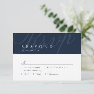 Klassisk marin elegance Calligraphy Bröllop OSA Kort