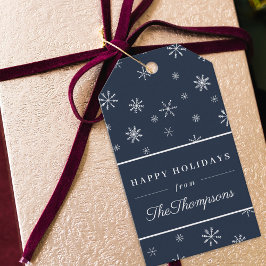 Klassisk marin jul Snöflingor Glad helg Presentetikett