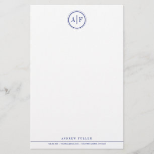 Klassisk marin monogrammad Stationery Brevpapper
