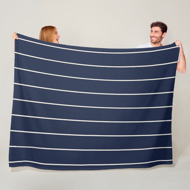 Klassisk marinblå elfenbensfärgade pinstripes  fleecefilt (På plats)