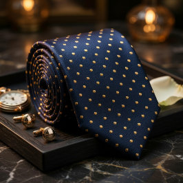 Klassisk marinblå med prickar i guld Elegant Slips