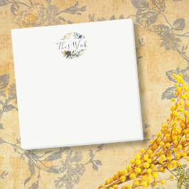Klassisk marinblå och guld blomsterkrans anpassnin post-it block