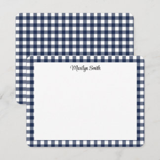 Klassisk marinblå och vit gingham-ruta budgetprese anteckningskort