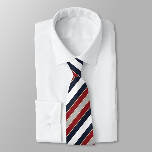 Klassisk marinblå röd vit Candy Stripe Slips (Bunden)