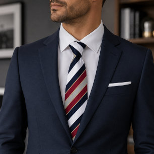 Klassisk marinblå röd vit Candy Stripe Slips