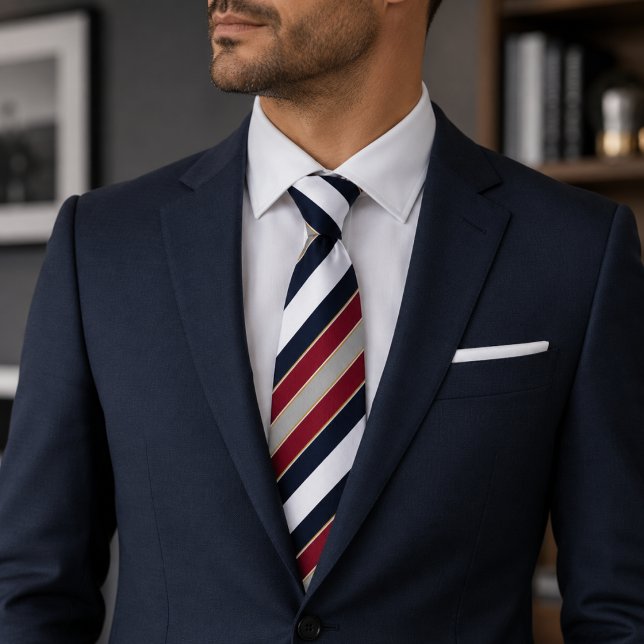Klassisk marinblå röd vit Candy Stripe Slips (Skapare uppladdad)