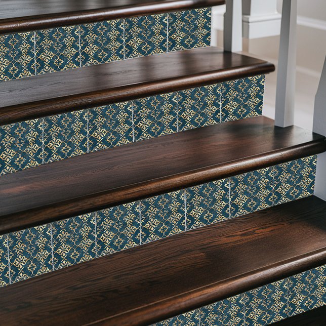 Klassisk marockansk skada - Deep Blue & Guld Kakelplatta (Skapare uppladdad)