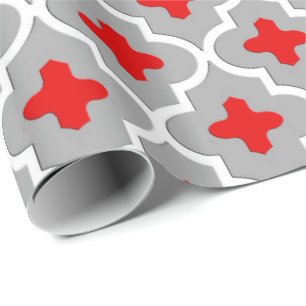 Klassisk marockansk tile, Grått/Grått och rött Presentpapper