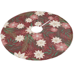 Klassisk maronjul-Helgdag Poinsettia Julgransmatta Fleece
