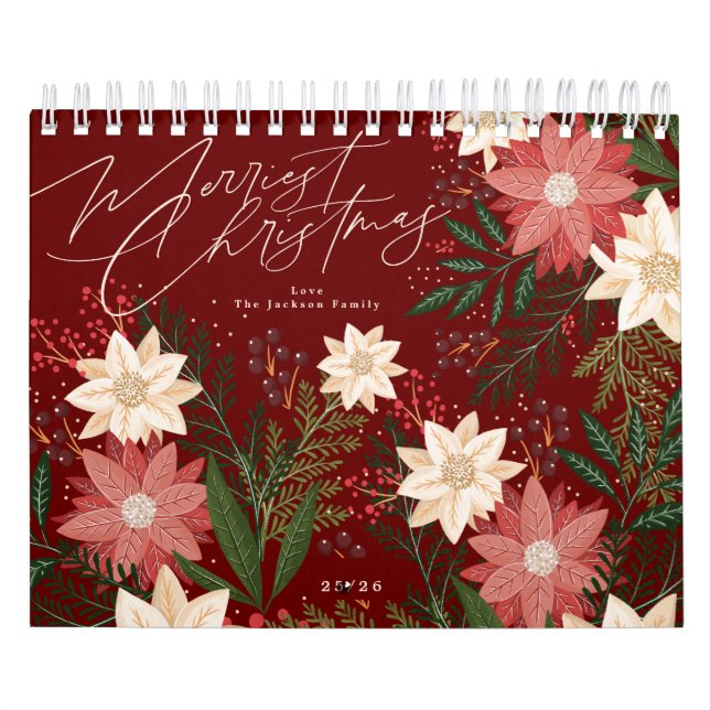 Klassisk Maroon God Jul Kalender (Omslag)