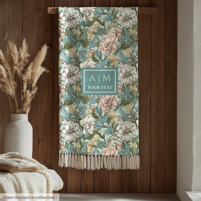 Klassisk marris-inspirerad pastellkonst av blommig fleecefilt (Classic Morris inspired pastel floral art throw Fleece Blanket )