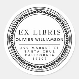 Klassisk Masculine Ram Ex Libris Bookplate Runt Klistermärke