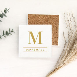 Klassisk mässing guld serif monogramnamn stenunderlägg