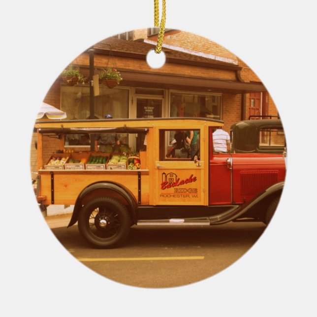 Klassisk matlastbil julgransprydnad keramik (Framsidan)