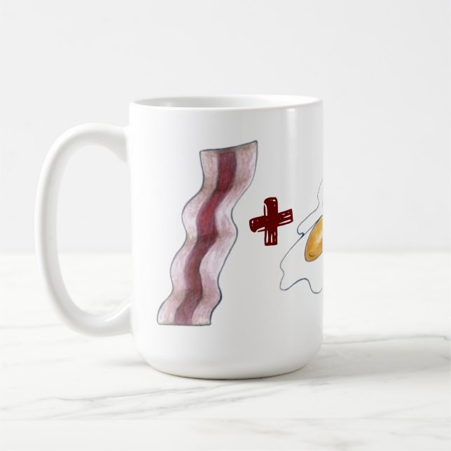 Klassisk matparning BACON + ÄGG = Kärlek Heart Kaffemugg (Vänster)