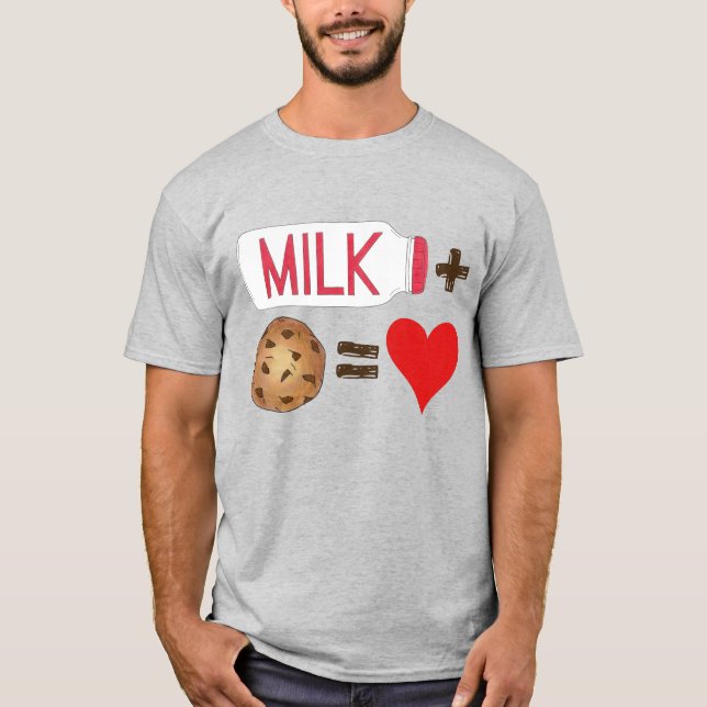 Klassisk matparning Mjölk + kookies = Kärlek Heart T Shirt (Framsida)