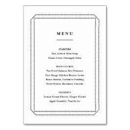 Klassisk menu, bröllopsmottagning bordsnummer