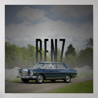Klassisk Mercedes-Benz W114 Vintage Bil Art Poster