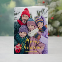 Klassisk Merry Christmas kalligrafi familjefoto