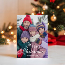 Klassisk Merry Christmas Kalligrafi Familjefoto